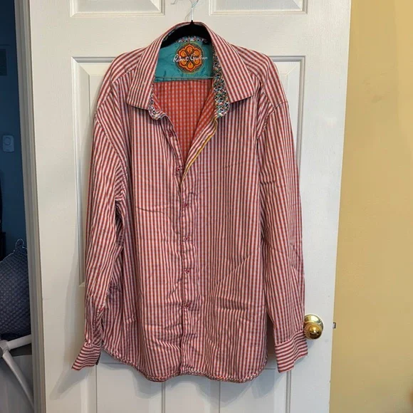 mens orange check dress shirt Borriello